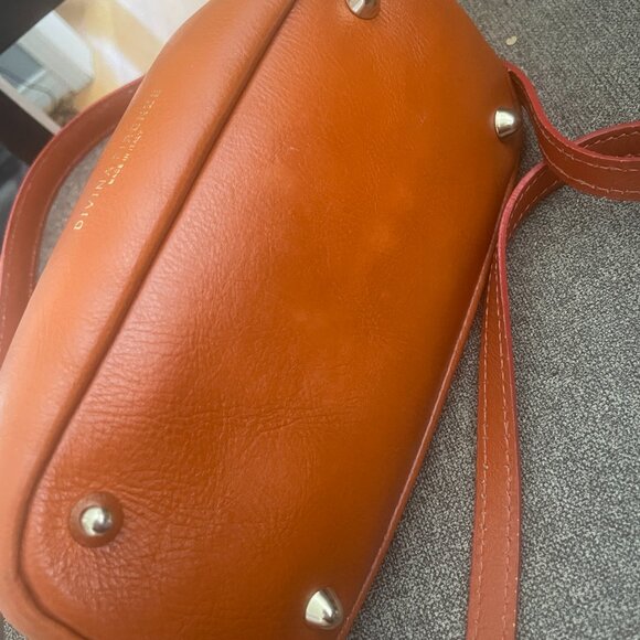 Divina Firenze Italy Orange Tan Genuine Leather Crossbody Shoulder Bag - Picture 5 of 11
